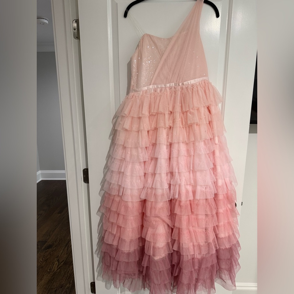 Christian Siriano Girls Ombré Tulle One Shoulder Dress